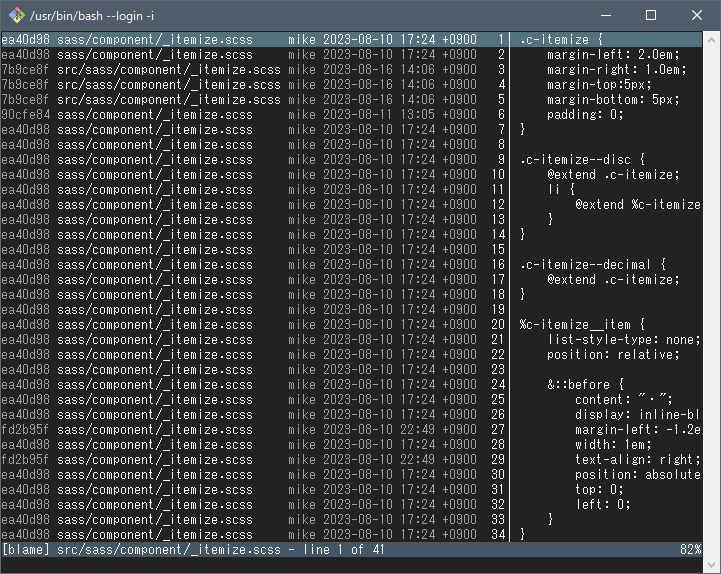 図 1 (c): blame ビュー
